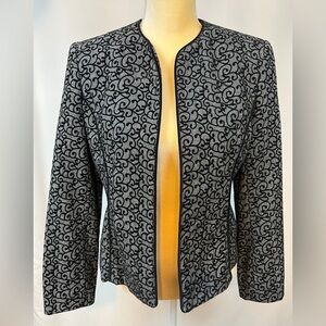 Dress Barn Grey and Black Blazer with Lining and Open Front Size PM